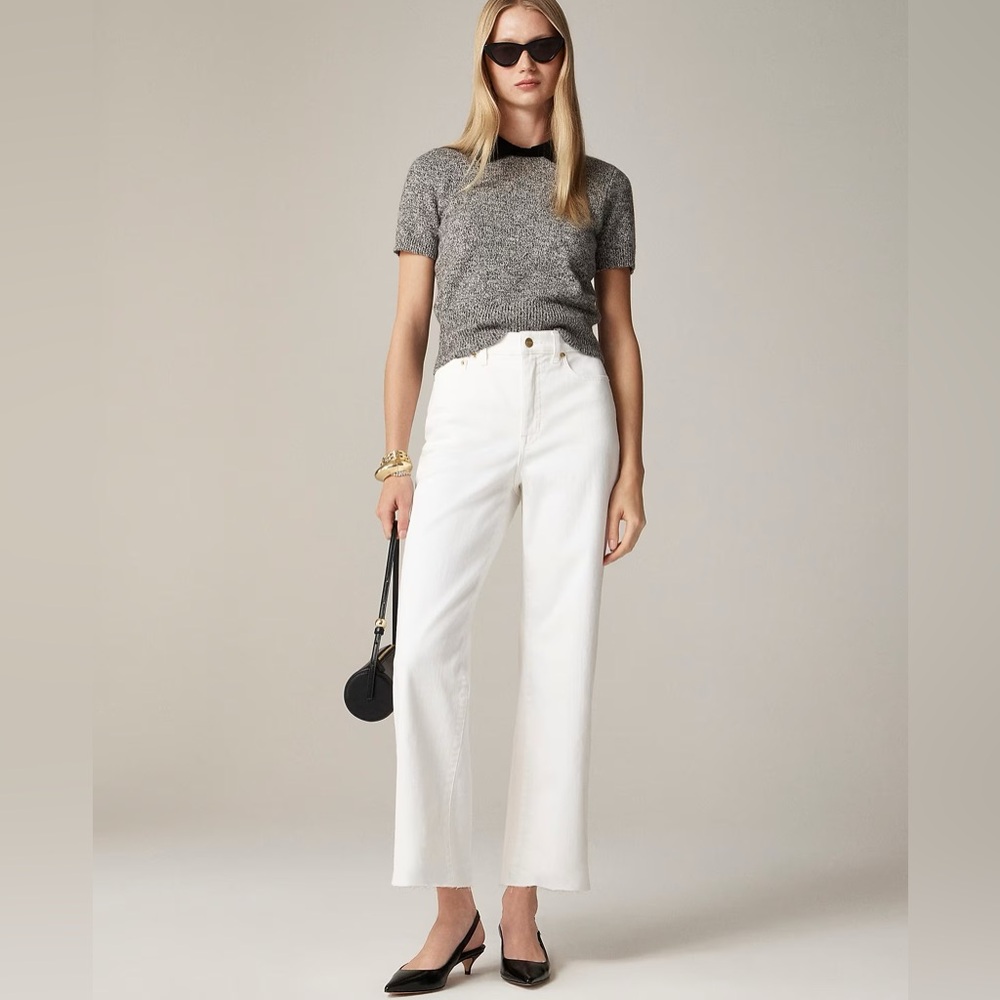 J Crew women’s Slim-wide jean white denim raw hem Size 31 NWT